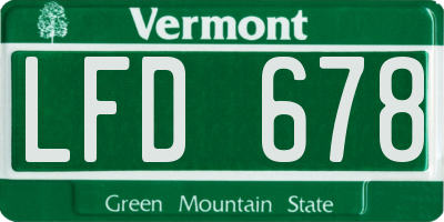 VT license plate LFD678
