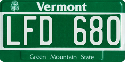 VT license plate LFD680