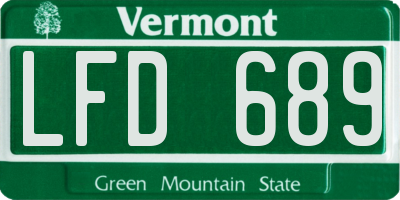 VT license plate LFD689