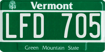 VT license plate LFD705