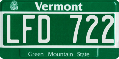 VT license plate LFD722