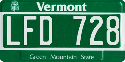 VT license plate LFD728