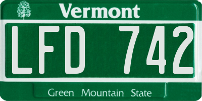 VT license plate LFD742