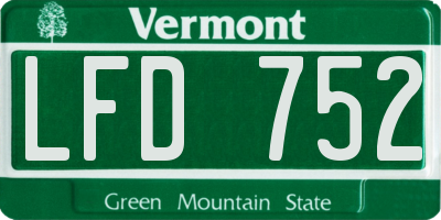 VT license plate LFD752
