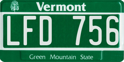 VT license plate LFD756