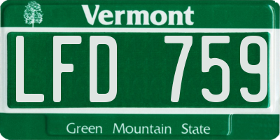 VT license plate LFD759