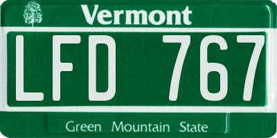 VT license plate LFD767
