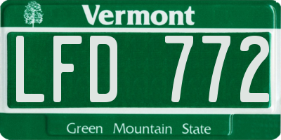 VT license plate LFD772