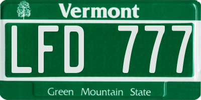VT license plate LFD777