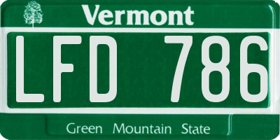 VT license plate LFD786