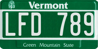 VT license plate LFD789