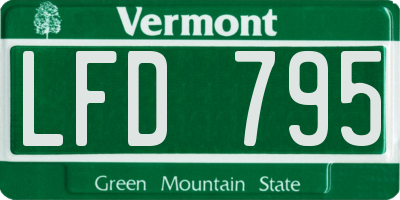 VT license plate LFD795