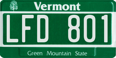 VT license plate LFD801