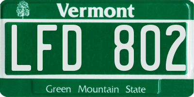 VT license plate LFD802