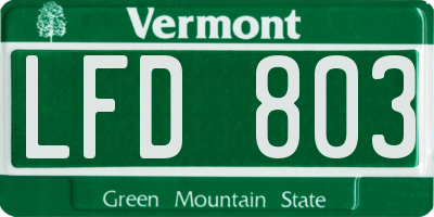 VT license plate LFD803