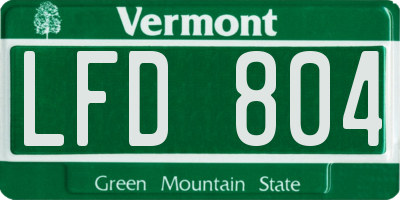 VT license plate LFD804