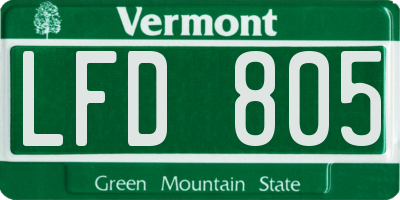 VT license plate LFD805