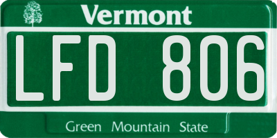VT license plate LFD806