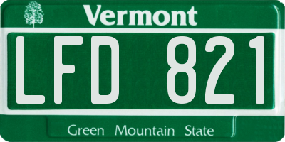 VT license plate LFD821