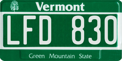 VT license plate LFD830