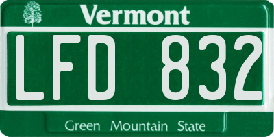 VT license plate LFD832