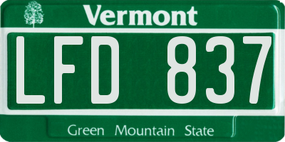 VT license plate LFD837