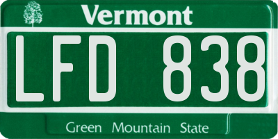 VT license plate LFD838