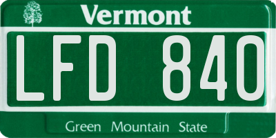VT license plate LFD840