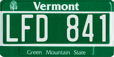 VT license plate LFD841