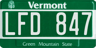 VT license plate LFD847