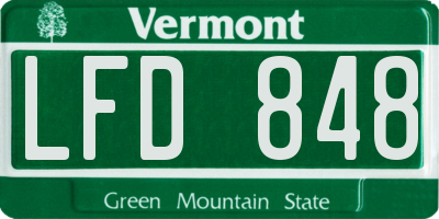 VT license plate LFD848