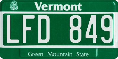VT license plate LFD849