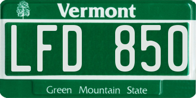 VT license plate LFD850