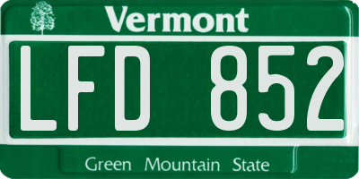 VT license plate LFD852