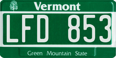 VT license plate LFD853