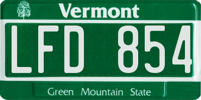 VT license plate LFD854