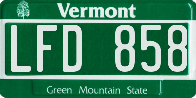 VT license plate LFD858