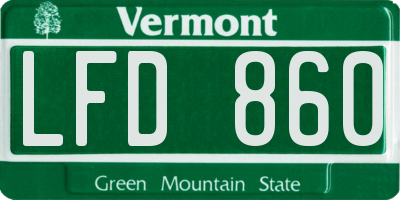 VT license plate LFD860