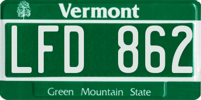 VT license plate LFD862