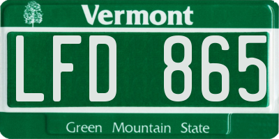 VT license plate LFD865