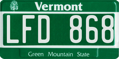 VT license plate LFD868