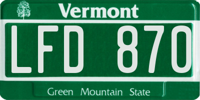 VT license plate LFD870