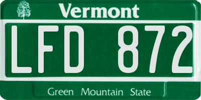 VT license plate LFD872