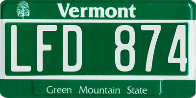 VT license plate LFD874