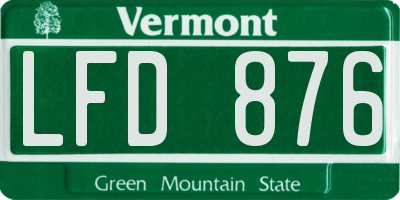 VT license plate LFD876