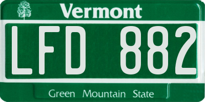 VT license plate LFD882