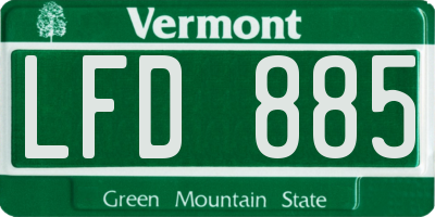 VT license plate LFD885