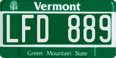 VT license plate LFD889