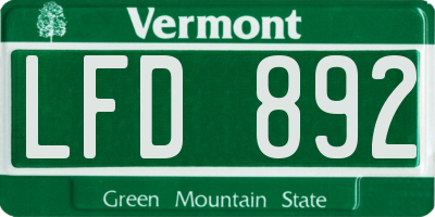 VT license plate LFD892