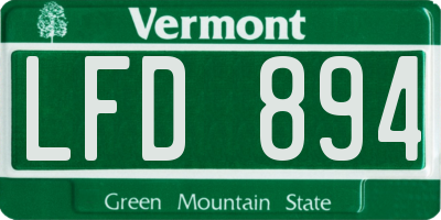 VT license plate LFD894